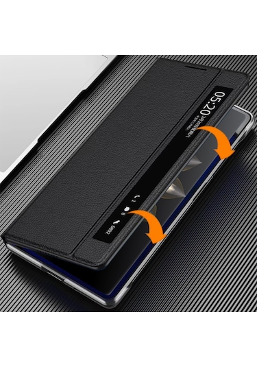 Butu Honor Magic V2 5g Görünüm Penceresi İş Telefonu Kılıfı Pu Deri Standı Kapak Çevirin