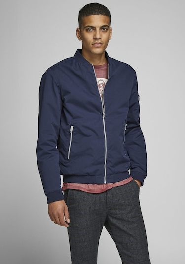 Jack & Jones Fermuarlı Bomber Ceket 12165203 Navy Blazer Lacivert