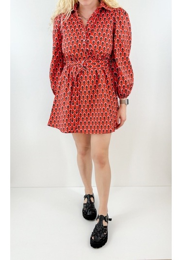 Modaonna Geometrik Desenli Narçiçeği Elbise Narçiçeği