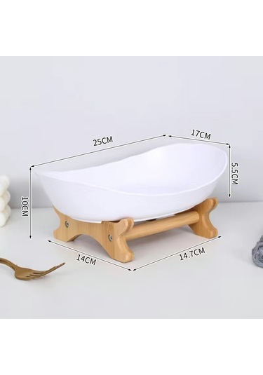 Likeable Yaratıcı Meyve Tabağı Avrupa Seramik Kuru Meyve Tabağı Bambu Ahşap Raf Ev Aperatif Tepsisi Şeker Tepsisi Meyve Sepeti-beyaz Beyaz