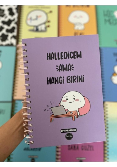 Konsept Halledicem Ama Hangi Birini Tasarımlı Tarihsiz Konuşan Ajanda Planner Mavi