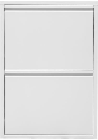 2 Raflı Metal Ayakkabılık Beyaz Ayakkabı Rafı Rehome