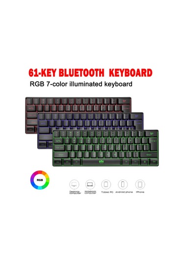 61 Tuşlu Kablosuz Klavye Bt+2.4g Çift Modlu Klavye Rgb Arka Aydınlatma Efekti Abs İki Renkli Enjeksiyon Kalıplama Tuş Takımı Pembe
