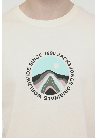 Jack &amp Jones Jorlafayette Tee Ss Crew Bej Erkek Kısa Kol T-shirt 000000000101961708 Bej