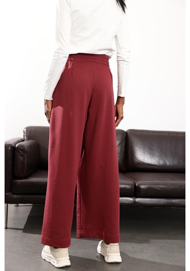 Bordo Yüksek Bel Tok Eşofman 0155 Bordo