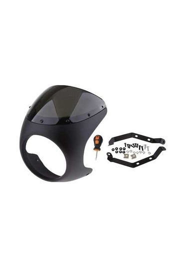 Electric 7 Inç Motosiklet Far Fairing Ekran Kapağı, Cafe Racer Uygun, Plastik + Metal, Kolay Montaj, Evrensel Kullanım Siyah