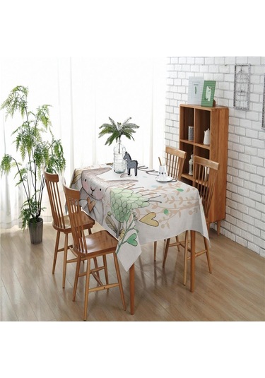 Suntek Dikdörtgen Dijital Baskılı Dekor Masa Örtüsü Lopunny