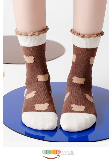 Color Socks 5 Çift Bear Desenli Kız Çocuk Çorap Seti Extra Soft Çok Renkli