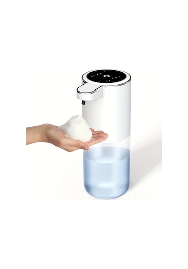 Techbloom 12.85oz Siyah Ekran Şeffaf Şişe Köpük Tip Otomatik Sensörlü Duvar Sabunluk Şarj Edilebilir Modern Siyah Banyo Mutfak 11.8x5cm Çift Kişilik