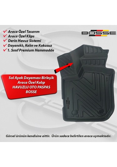 Dacia Sandero Paspas Araca Özel 2008 2020 BOSSE 3D Havuzlu Oto Paspas
