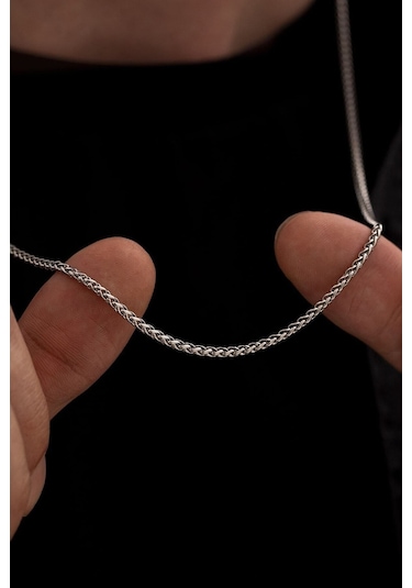 3mm Orta Kalınlıkta Yuvarlak Kral Model Çelik Erkek Kolye Sevgiliye Eşe Babaya Zincir Beyaz