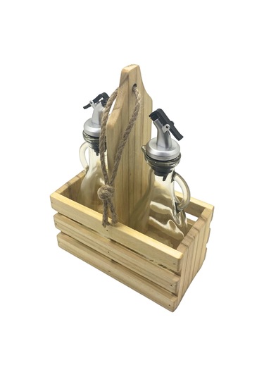 Ahşap Doğal 2li Tombul Set Yağdanlık Ve Sosluk Takımı Set Ihlamur - Kavak 1 Set Ahşap