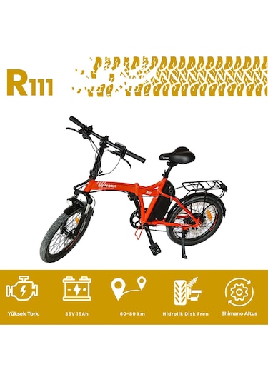 Roxform R-111 Elektrikli Katlanabilir Bisiklet 15ah Shimano Altus Hidrolik Fren Alüminyum Kadro Siyah