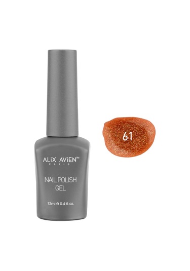 Alix Avien Işıltılı Turuncu Kalıcı Oje 61-yoğun Renk Veren Jel Oje 12 Ml-nail Uv Gel Polish 61