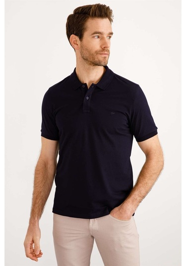 İgs Modern Fit Dar Kalıp Erkek Polo Yaka Tişört Lacivert