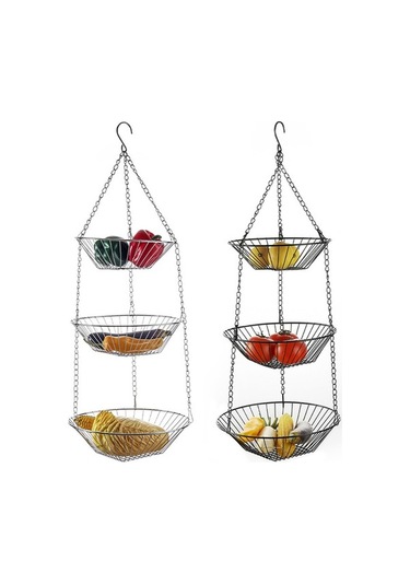 Pazly 3 Katlı Mutfak Askılı Meyve Sepeti - Modern Tasarım, Kolay Kurulum - 30 Ürün Diğer