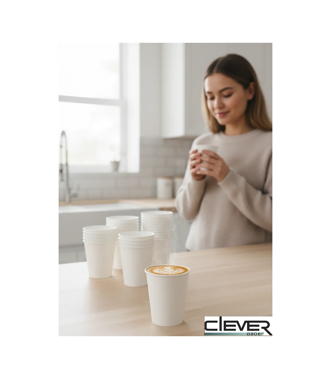 Clever Paper Tek Kullanımlık Kağıt Bardaklar 180 Ml 100'lü Paket 241258818 Beyaz