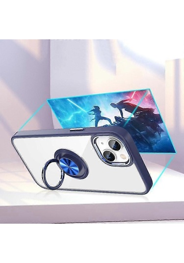 İphone Uyumlu 15 Ring Kickstand Koruyucu Telefon Kılıfı Şeffaf Akrilik+tpu Elektrokaplama Kapak