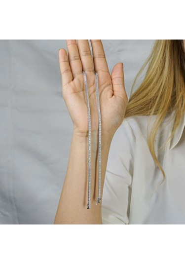 Modagümüşevi Kare Model 925 Ayar Gümüş Su Yolu Kolye