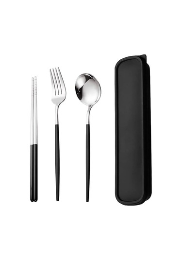 Paslanmaz Çelik Çatal Bıçak Takımı 20 Parça Yeniden Kullanılabilir Çatal Kaşık Çubuk Kutusu Fransa B Diğer