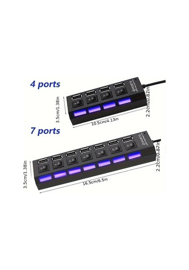 Xuweiwei Beyaz 7 Port Usb Hub Hızlı Şarj Multi Port Splitter Aşırı Akım ...