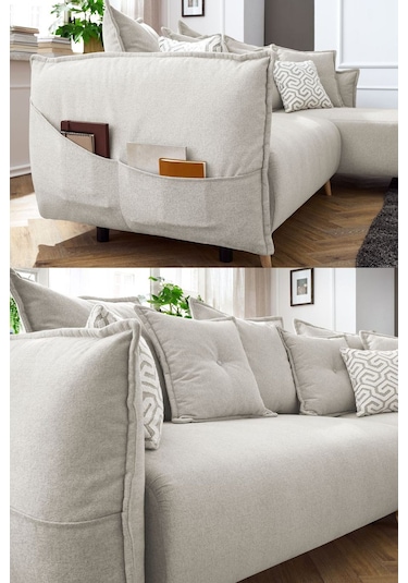 Puffy Sandıklı Köşe Koltuk Krem Sağ Köşe Krem