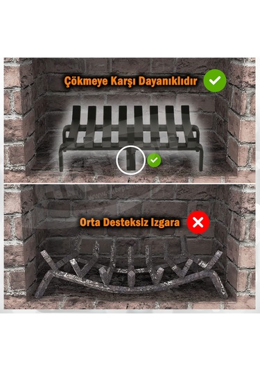 60 Cm X 32 Cm 10 Çubuklu Ekstra Şömine Izgarası Dar Gözlü Izgara