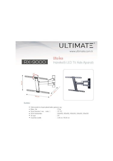 Ultımate Rx 9000 32'' 55'' Ultra Slim Hareketli Tv Askı Aparatı