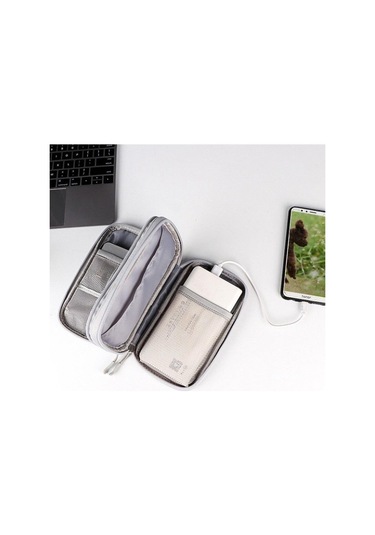 Lacivert 1 Adet Seyahat Taşınabilir Dijital Ürün Saklama Çantası Usb Veri Kablosu Düzenleyici Kulaklık Kablosu Çantası Şarj Hazine Kutusu Çantası