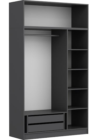 Minar Kale 3 Kapaklı 2 Çekmeceli Dolap Ve Yüklük Antrasit 235cm