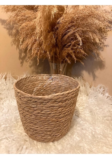 V Şeklinde Hasır Kalın Örgü İçi Poşetli Saksılık En Büyük Boy