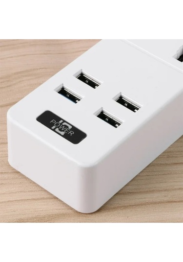 Aubyhe 7'li Akıllı Güç Çizgisi: 3 Ac Prizi + 4 Usb Port 5v/3.1a , Aşırı Akım/kısa Devre Koruma, 1.8m Uzun Kablolu, Ev/ofis/seyahat İçin
