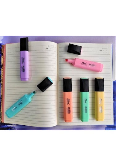 Masis Pastel Renk Fosforlu İşaretleme Kalemi 6'lı Set Çok Renkli