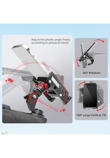 Wheel Up-bisiklet Telefon Tutucu Ayarlanabilir Alüminyum Alaşımlı Y29355-b Siyah
