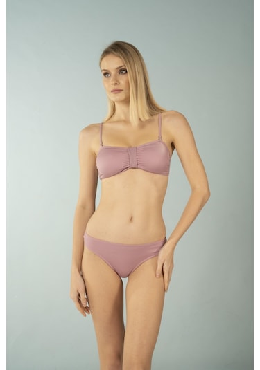 Estiva Luplu Straplez Bikini Takımı - Pudra Çok Renkli