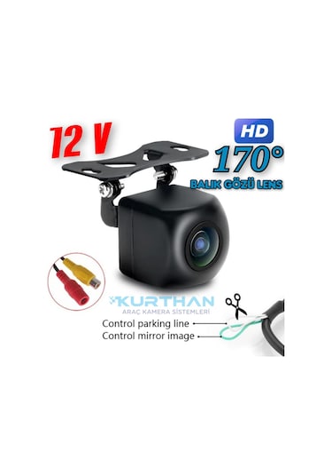 170 Açılı Balık Gözü Lens Ön Yan Arka Kullanıma Uyumlu 12 Volt