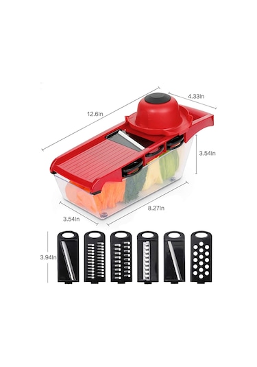 6'sı 1 Arada Mandolin Dilimleyici, Çok İşlevli Meyve Ve Sebze Kesici, Gıda Kabı İle Değiştirilebilir Paslanmaz Çelik Bıçaklar, Patates Soyucu Diğer