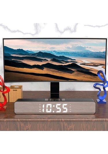 Flybuy Türkçe Bluetooth Hoparlörlü Fm Radyolu Termometreli Çift Alarmlı Taşınabilir Ses Sistemi