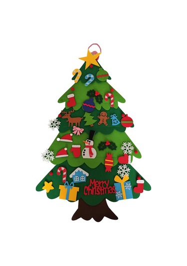 Çocuklar İçin Kendin Yap Keçe Noel Ağacı Hediyesi, Çıkarılabilir 32 Parça Noel Yeni Yıl Süslemeleri - Yujia Fmy Işıksız