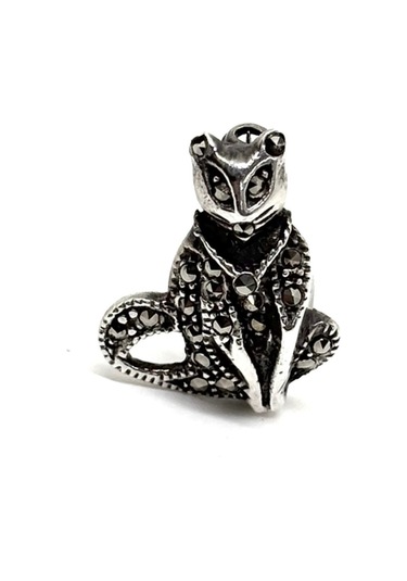Oya Silver Markazit Işıltı Kedi Broş-broş İğnesi Kms122 Beyaz