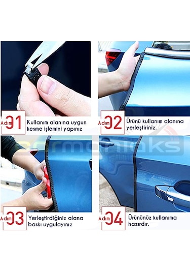 Gri Oto Kapı Fitili Çizilme Önleyici Araç Kapı Koruyucu Fit