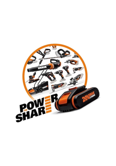 Worx Wa3601 20Volt 2.0Ah. Powershare Li-İon Akü ve Akü Şarj Cihaz