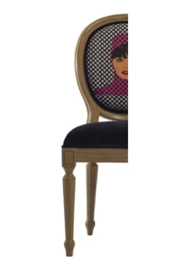 Bengimobilya Sandalye Zus019 Hasır Madalyon Model Resimli Baby Face Siyah Kuma