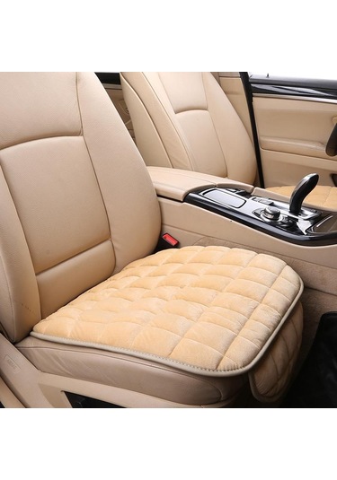 Bej Araba Klozet Kapağı Kış Sıcak Koltuk Minderi Kaymaz Evrensel Ön Sandalye Koltuk Nefes Ped Araç Oto Araba Koltuk Koruyucusu No Pocket