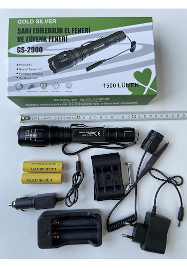 Gold Silver Gs-2900 En Yeni Model El Feneri Siyah