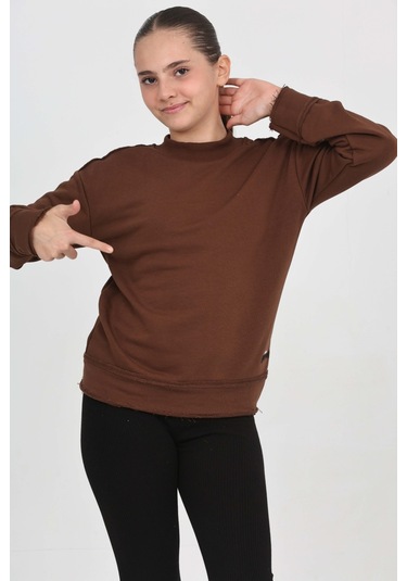 Toontoy Kız Çocuk Happen Nakışlı Sweatshırt Kahve