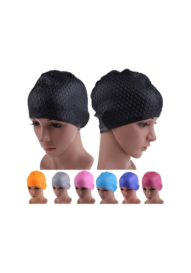 Sones Silikon Su Geçirmez Yüzme Şapkaları Kulakları Korur Uzun Saç Spor Yüzme Şapkası Yetişkinler İçin Gri