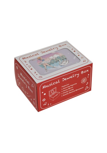 Geekyou Karton Ve Fiber Tahta Müzikli Kutuda Dans Eden Figür, Ayna Ve Kartun Desenli, Küçük Kızlar İçin Hediyelik Muzikli Gümüşlük Kutusu