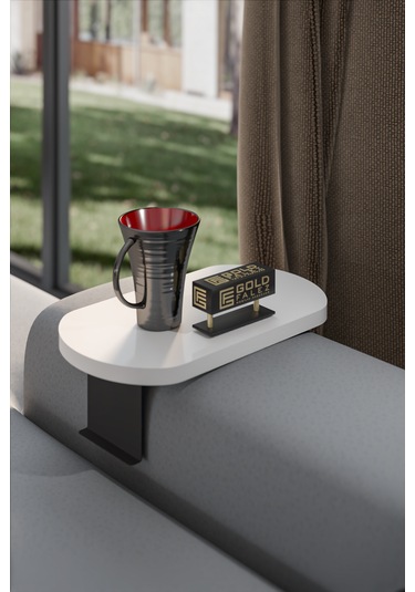 İkili Yan Sehpa Ayarlanabilir Tepsi Oval Dekoratif Krem