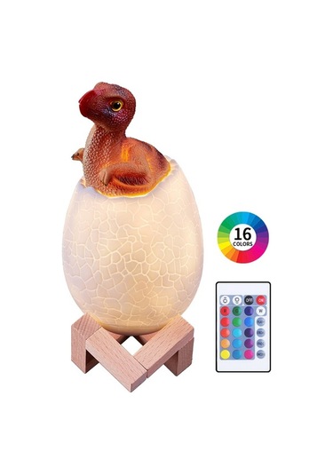 Moly Oviraptor Şekilli 16 Renkli Led 3d Gece Lambası, Uzaktan Kumandalı Akıllı Ev Dekorasyon Aydınlatması, Usb Şarjlı Pvc Materyal Diğer